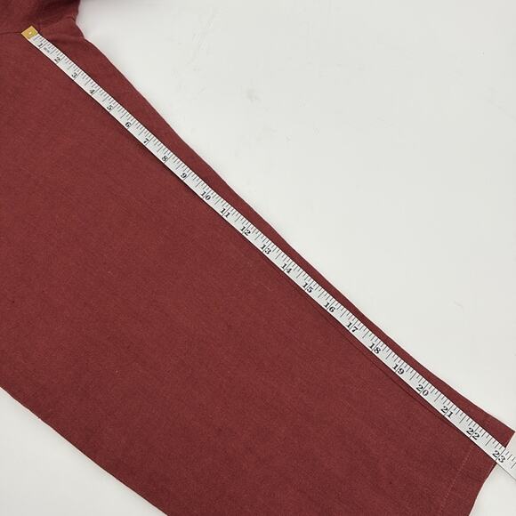 Animale Women’s Rust Linen Cropped Wide Leg Flat Front Pants Size Large - Picture 12 of 13